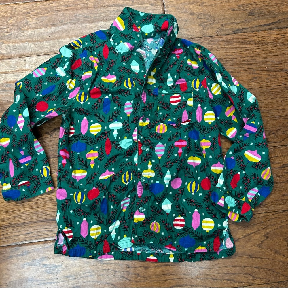 Hanna Andersson ornament Christmas holiday festive button down Pajama top